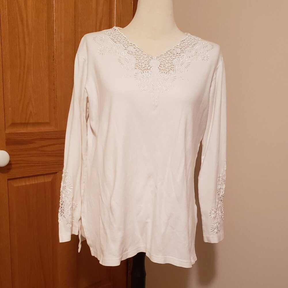 Main Street long-sleeve shirt with lace inserts